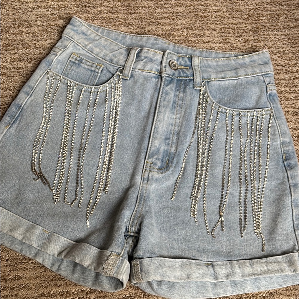 Rhinestone Jean Shorts